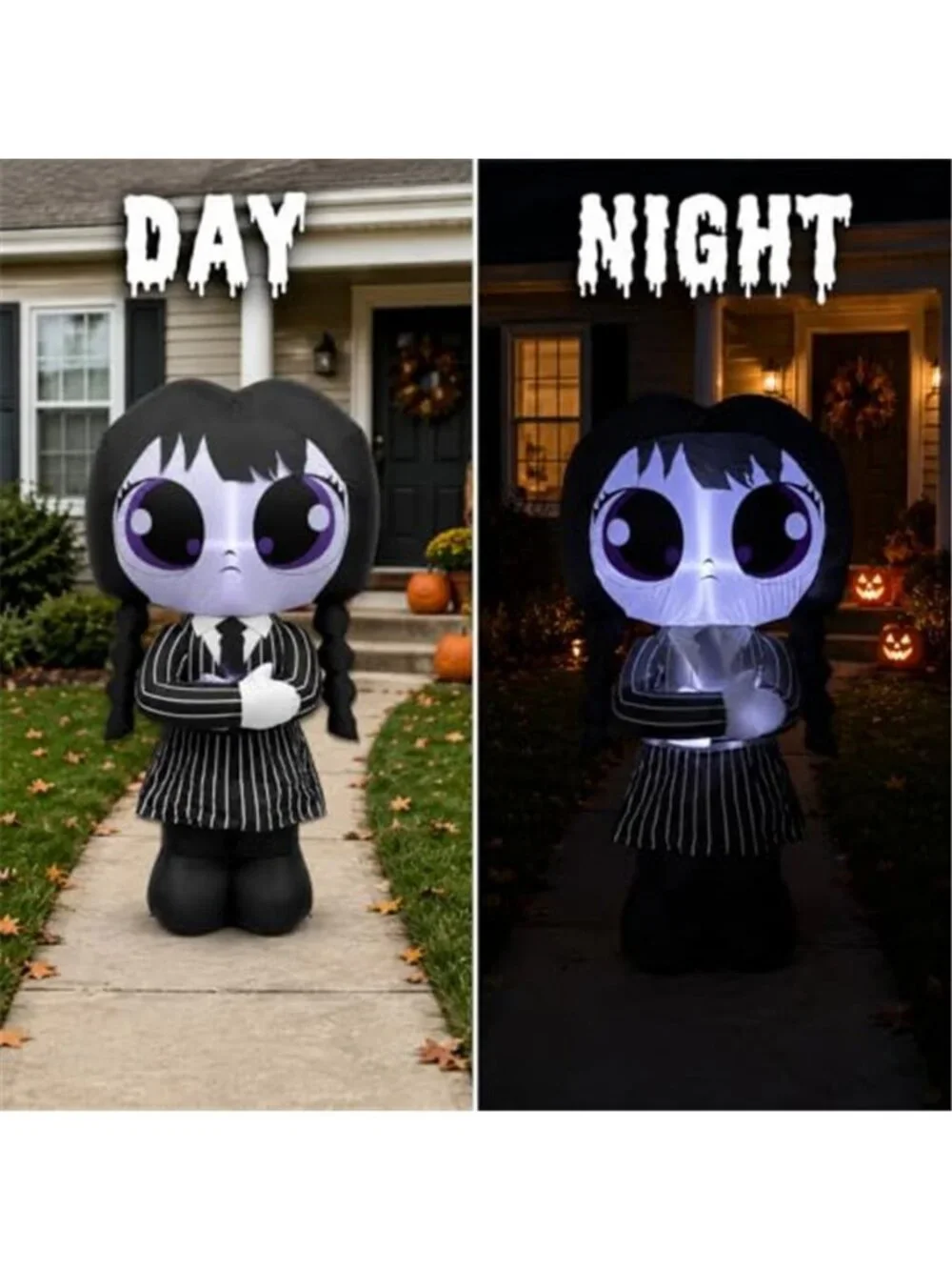 5FT Halloween Inflatable School Uniform Witch Blow Up Decorations with LEDs